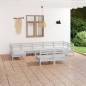vidaXL Mesa y taburetes altos jardín 9 pzas madera maciza pino blanco vidaXL Mesa y taburetes altos jardín 9 pzas madera maciza pino blanco