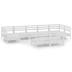 vidaXL Mesa y taburetes altos jardín 9 pzas madera maciza pino blanco