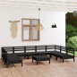 vidaXL Juego de muebles de jardín 10 pzas madera maciza de pino negro vidaXL Juego de muebles de jardín 10 pzas madera maciza de pino negro