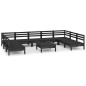 vidaXL Juego de muebles de jardín 10 pzas madera maciza de pino negro vidaXL Juego de muebles de jardín 10 pzas madera maciza de pino negro