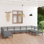 vidaXL Mesa y taburetes altos jardín 9 pzas madera maciza de pino gris vidaXL Mesa y taburetes altos jardín 9 pzas madera maciza de pino gris