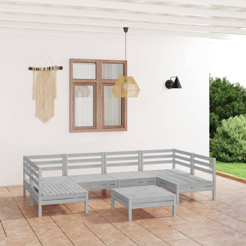 vidaXL Juego de muebles de jardín 7 piezas madera maciza pino blanco vidaXL Juego de muebles de jardín 7 piezas madera maciza pino blanco
