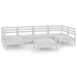 vidaXL Juego de muebles de jardín 7 piezas madera maciza pino blanco