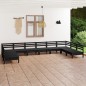 vidaXL Juego de muebles de jardín 10 pzas madera maciza de pino negro vidaXL Juego de muebles de jardín 10 pzas madera maciza de pino negro