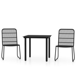 vidaXL Juego de comedor para jardín 3 piezas negro