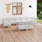 vidaXL Mesa y taburetes altos jardín 9 pzas madera maciza pino blanco vidaXL Mesa y taburetes altos jardín 9 pzas madera maciza pino blanco