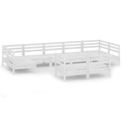 vidaXL Mesa y taburetes altos jardín 9 pzas madera maciza pino blanco