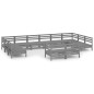 vidaXL Juego de muebles de jardín 12 piezas madera maciza de pino gris