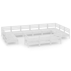 vidaXL Juego de muebles de jardín 13 pzas madera maciza de pino blanco