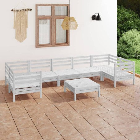 vidaXL Juego de muebles de jardín 8 piezas madera maciza de pino