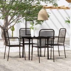 vidaXL Juego de comedor de jardín 5 piezas negro