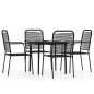 vidaXL Juego de comedor de jardín 5 piezas negro vidaXL Juego de comedor de jardín 5 piezas negro