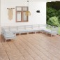 vidaXL Juego de muebles de jardín 10 piezas madera maciza pino blanco vidaXL Juego de muebles de jardín 10 piezas madera maciza pino blanco
