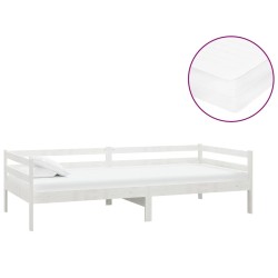 vidaXL Sofá cama con colchón madera de pino maciza blanco 90x200 cm