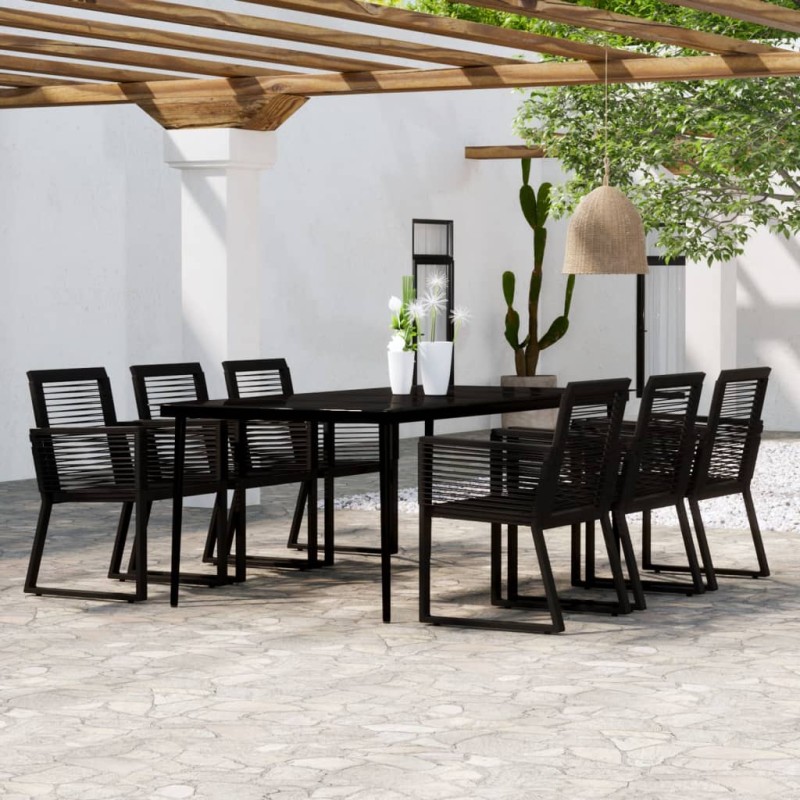 vidaXL Juego de comedor de jardín 7 piezas negro vidaXL Juego de comedor de jardín 7 piezas negro