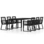 vidaXL Juego de comedor de jardín 7 piezas negro vidaXL Juego de comedor de jardín 7 piezas negro