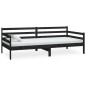 vidaXL Sofá cama con colchón madera de pino maciza negro 90x200 cm vidaXL Sofá cama con colchón madera de pino maciza negro 90x200 cm