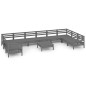vidaXL Juego de muebles de jardín 11 piezas madera maciza pino gris vidaXL Juego de muebles de jardín 11 piezas madera maciza pino gris