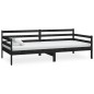 vidaXL Sofá cama con colchón madera de pino maciza negro 90x200 cm vidaXL Sofá cama con colchón madera de pino maciza negro 90x200 cm