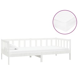vidaXL Sofá cama con colchón madera de pino maciza blanco 90x200 cm