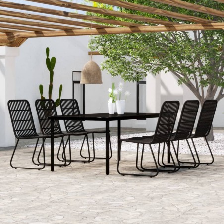 vidaXL Juego de comedor para jardín 7 piezas negro