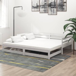 vidaXL Sofá cama extraíble madera maciza de pino blanco 2x(90x200) cm