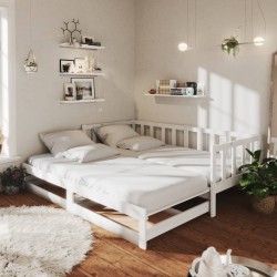 vidaXL Sofá cama extraíble madera maciza de pino blanco 2x(90x200) cm