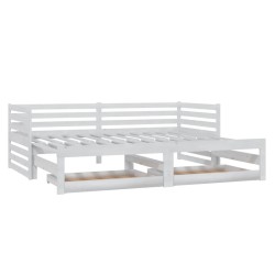 vidaXL Sofá cama extraíble madera maciza de pino blanco 2x(90x200) cm