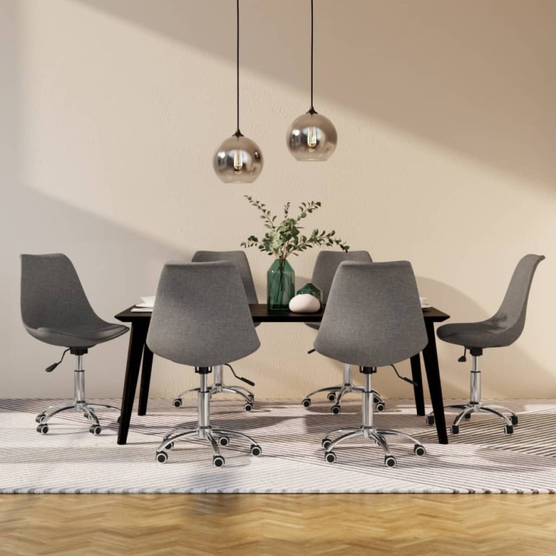 vidaXL Sillas de comedor giratorias 6 unidades tela gris claro vidaXL Sillas de comedor giratorias 6 unidades tela gris claro
