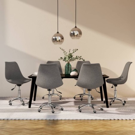vidaXL Sillas de comedor giratorias 6 unidades tela gris claro