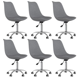 vidaXL Sillas de comedor giratorias 6 unidades tela gris claro