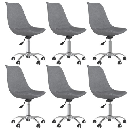 vidaXL Sillas de comedor giratorias 6 unidades tela gris claro