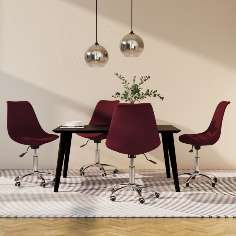 vidaXL Sillas de comedor giratorias 4 unidades tela morada