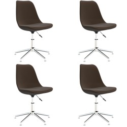 vidaXL Sillas de comedor giratorias 4 unidades tela marrón oscuro