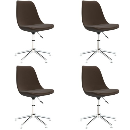vidaXL Sillas de comedor giratorias 4 unidades tela marrón oscuro