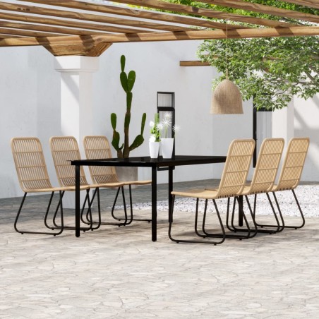 vidaXL Juego de comedor para jardín 7 piezas color roble