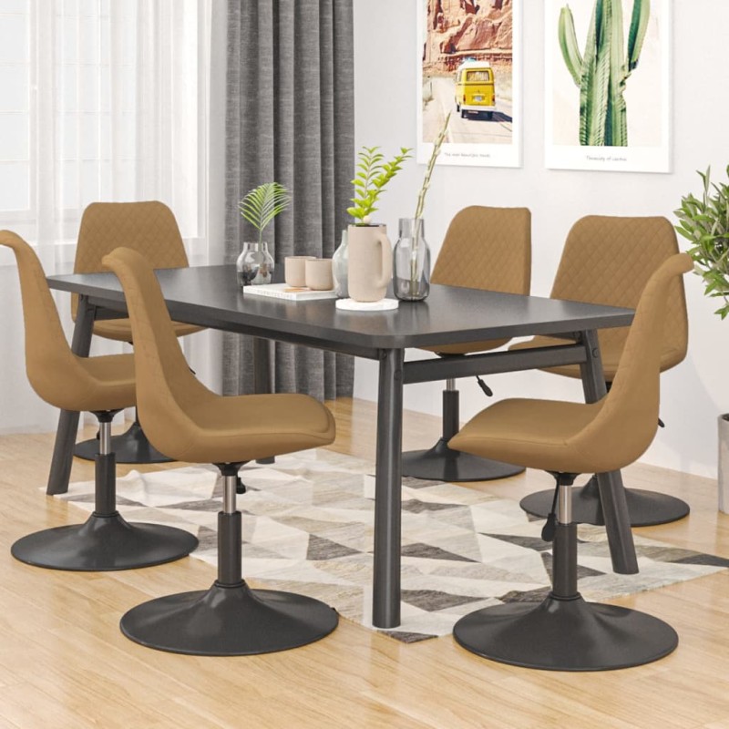 vidaXL Silla de comedor giratoria 6 uds terciopelo marrón vidaXL Silla de comedor giratoria 6 uds terciopelo marrón