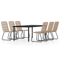 vidaXL Juego de comedor para jardín 7 piezas color roble
