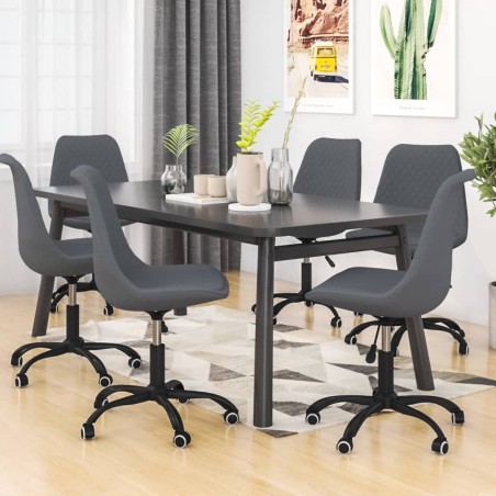 vidaXL Sillas de comedor giratorias 6 unidades tela gris oscuro
