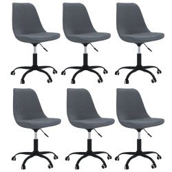 vidaXL Sillas de comedor giratorias 6 unidades tela gris oscuro