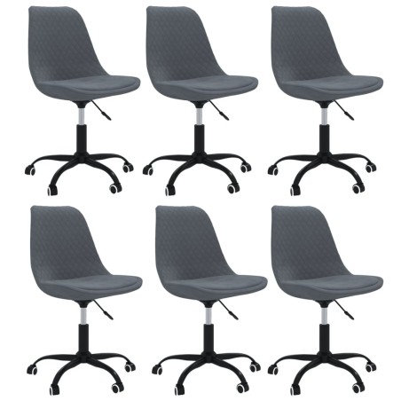 vidaXL Sillas de comedor giratorias 6 unidades tela gris oscuro