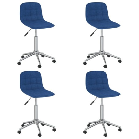 vidaXL Sillas de comedor giratorias 4 unidades tela azul