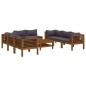 vidaXL Muebles de jardín 9 pzas cojines madera maciza de acacia 