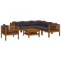 vidaXL Muebles de jardín 7 pzas cojines madera maciza de acacia vidaXL Muebles de jardín 7 pzas cojines madera maciza de acacia