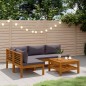 vidaXL Muebles de jardín 5 pzas cojines madera maciza de acacia 
