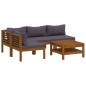 vidaXL Muebles de jardín 5 pzas cojines madera maciza de acacia 