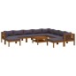 vidaXL Muebles de jardín 11 pzas cojines madera maciza de acacia vidaXL Muebles de jardín 11 pzas cojines madera maciza de acacia