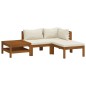 vidaXL Set de muebles de jardín 4 pzas con cojín crema acacia maciza vidaXL Set de muebles de jardín 4 pzas con cojín crema acacia maciza