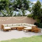vidaXL Muebles de jardín 12 pzas cojines crema madera maciza acacia vidaXL Muebles de jardín 12 pzas cojines crema madera maciza acacia