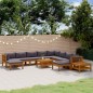 vidaXL Muebles de jardín 12 pzas cojines madera maciza de acacia 